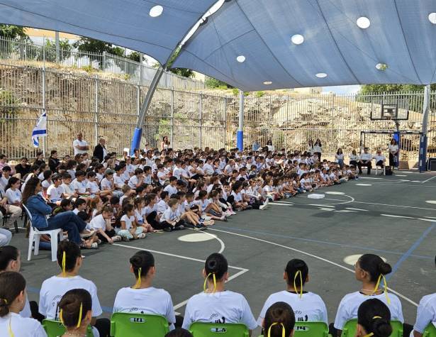 הצללה במגרש הספורט של בית ספר ענבלים