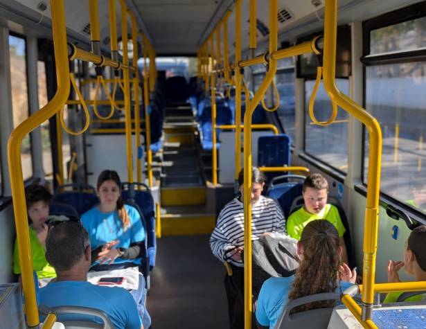 Young travellers on the bus